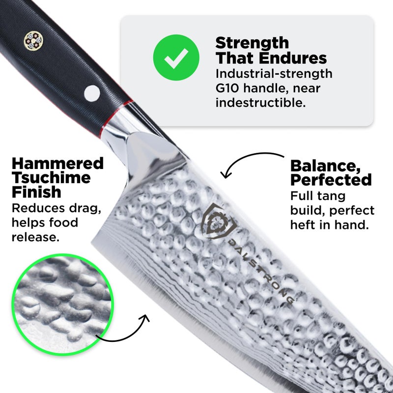 Dalstrong Professional Chef Knife - 8â€ Blade - Shogun Series ELITE - Damascus Chef Knife - Japanese AUS-10V Super Steel - G10 Black Handle - Razor Sharp - Chef Knife with Sheath - Image 4